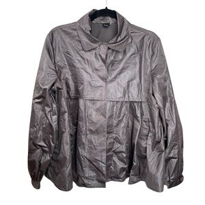 600 WEST Women’s Lightweight Short Trench Coat Metallic Green Taupe L